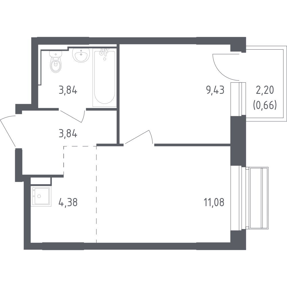 Студия 33 м2 в ЖК Рублёвский Квартал корпус null этаж 5