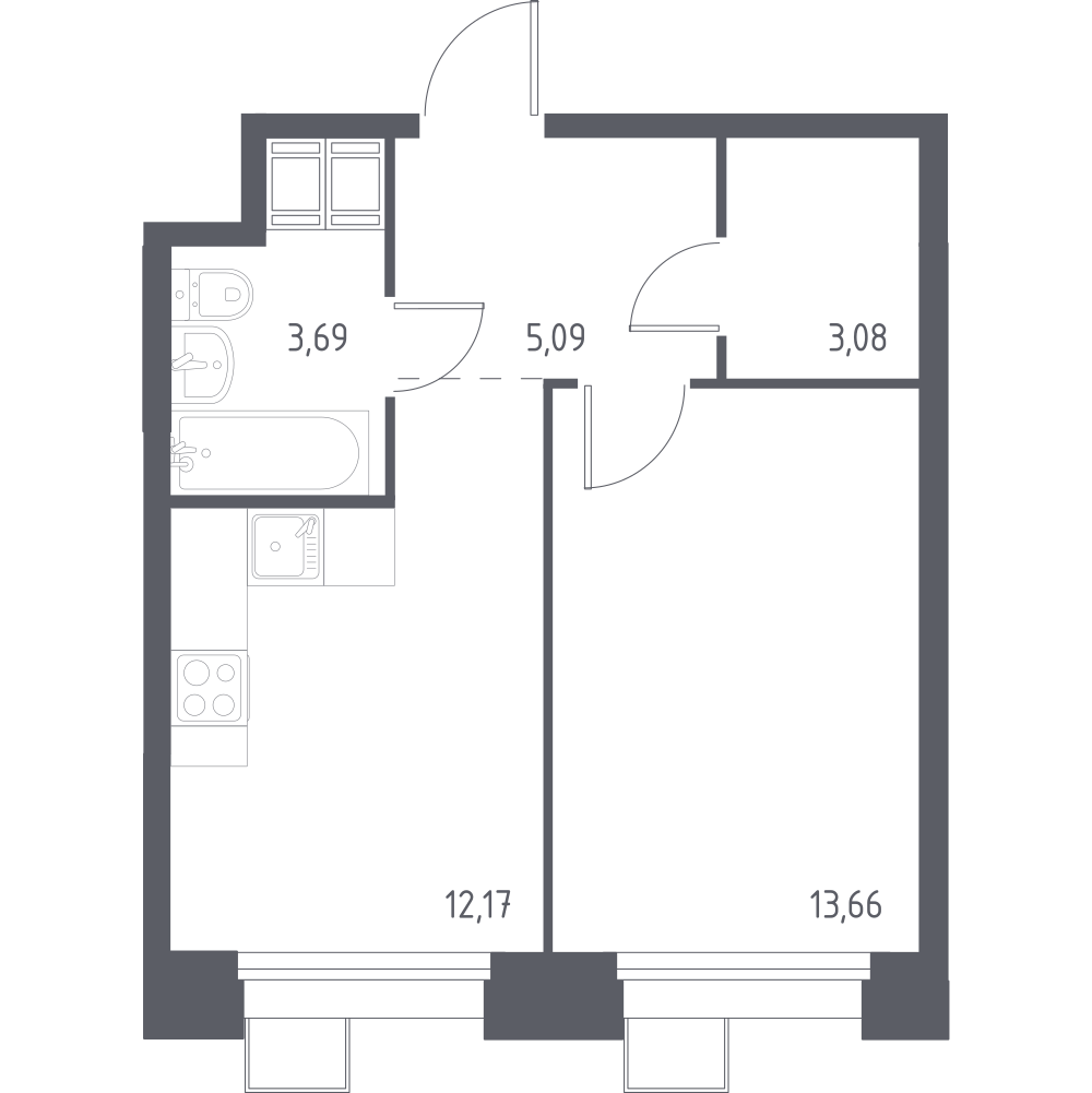 1-комнатная 37 м2 в ЖК Тропарево Парк корпус null этаж 23
