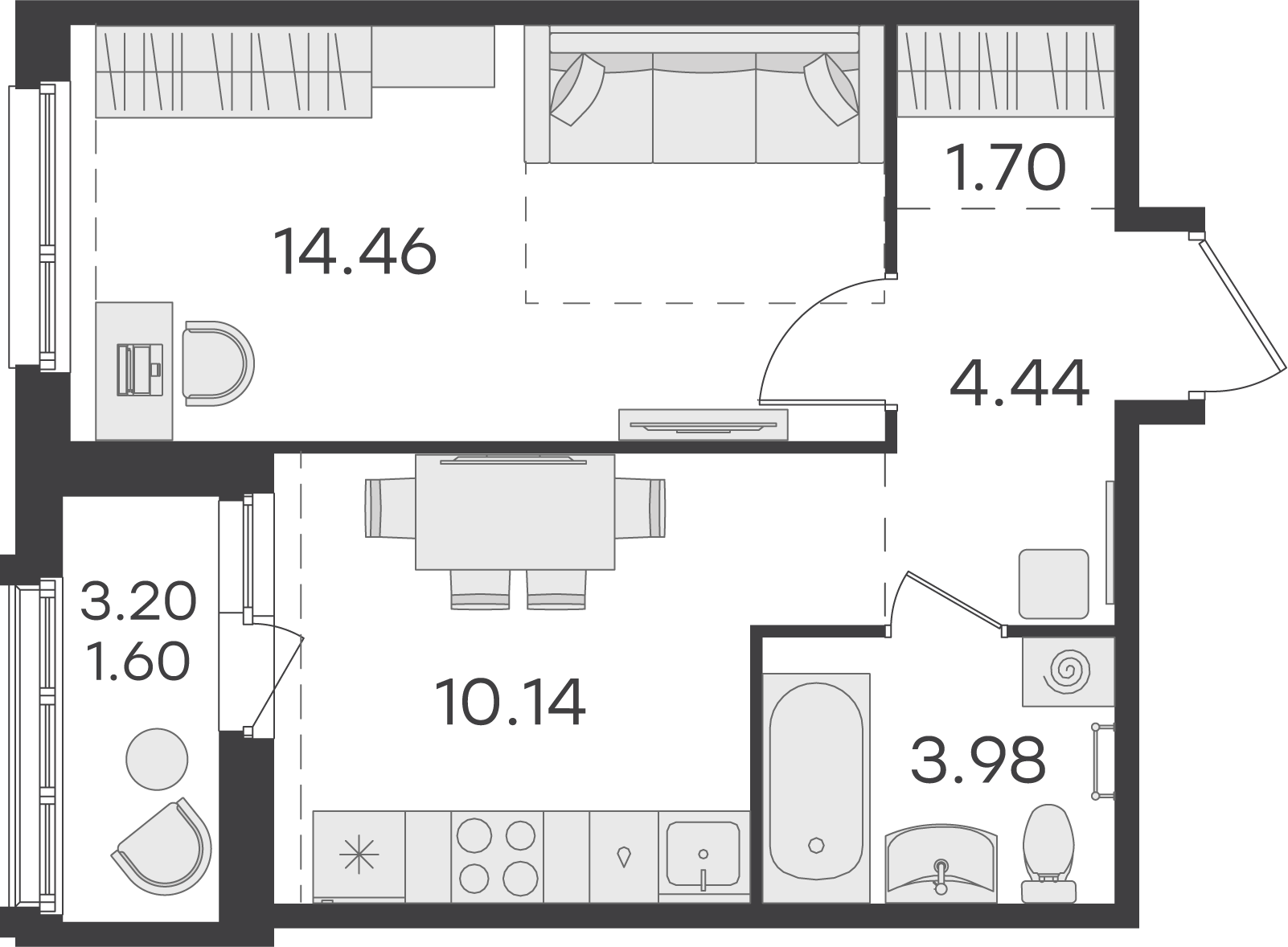 1-комнатная 35 м2 в ЖК Парголово корпус null этаж 10