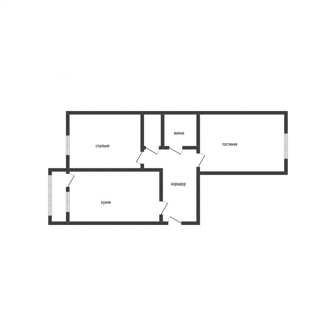 2-комнатная 50.9 м2 в ЖК undefined корпус null этаж 2