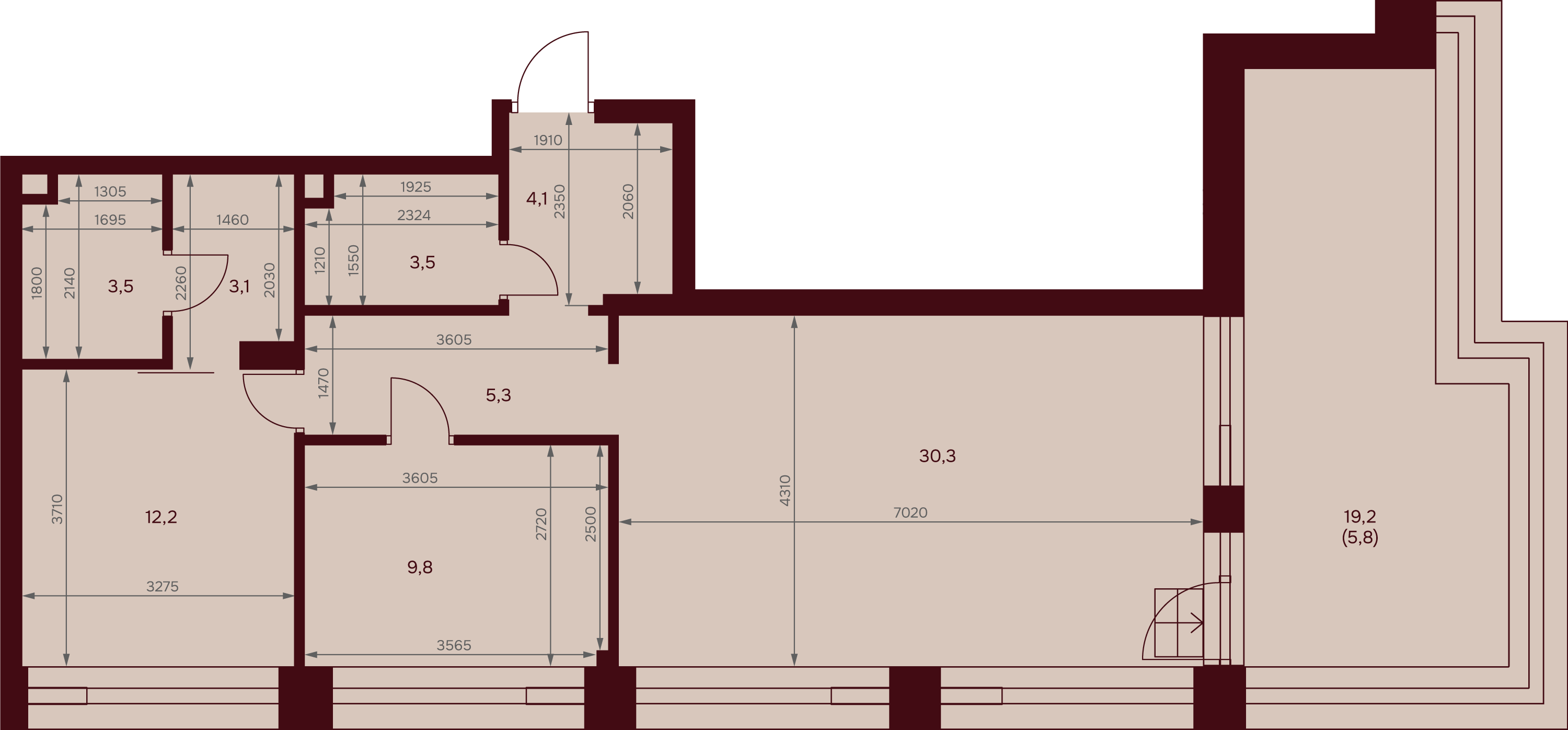 2-комнатная 74 м2 в ЖК Дом 7. Даниловский корпус null этаж 14