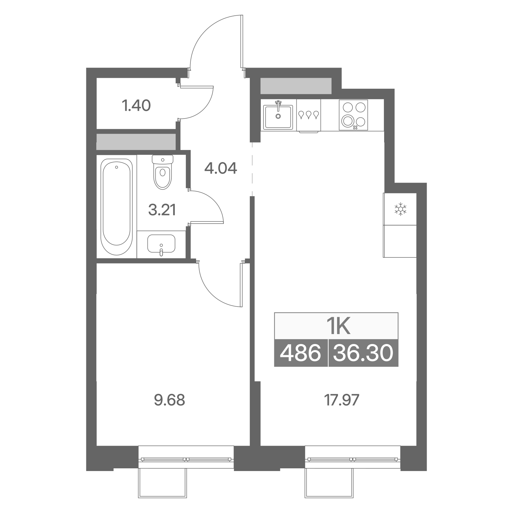 1-комнатная 36 м2 в ЖК Новая Жизнь - Львовская корпус null этаж 2