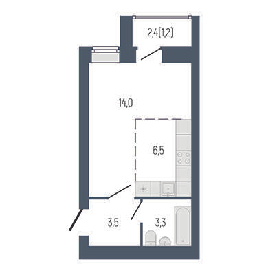 Студия 30 м2 в ЖК Философия Идеалистов на Первомайском корпус null этаж 6