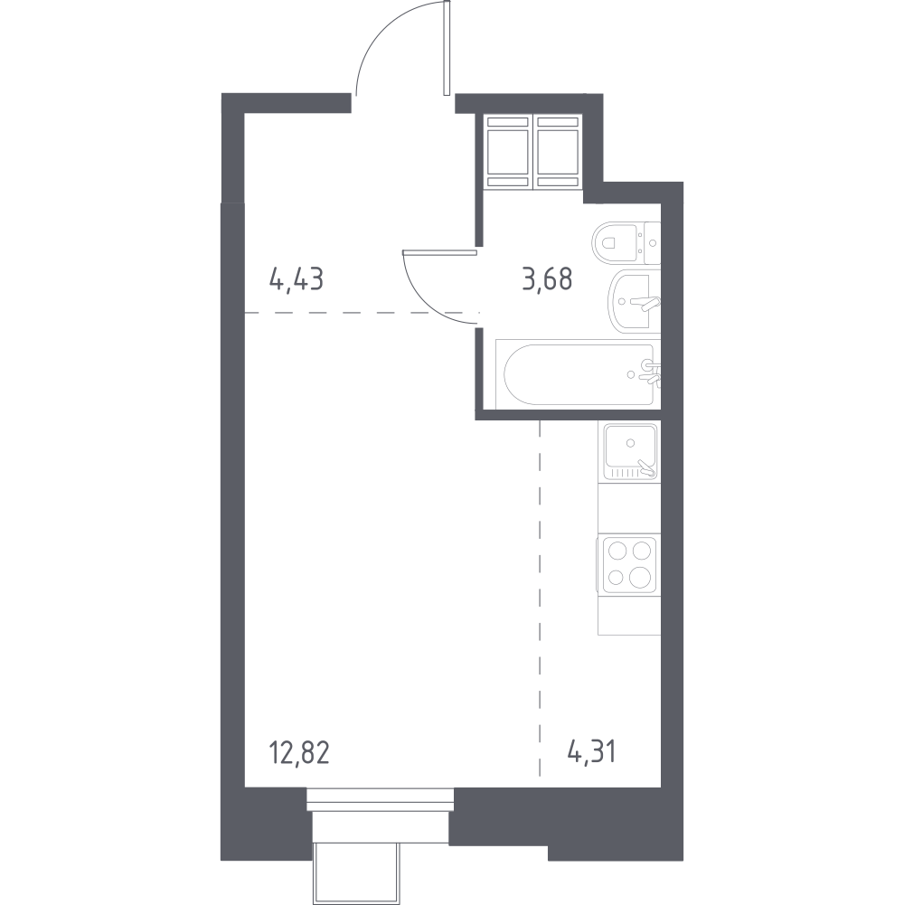Студия 25 м2 в ЖК Тропарево Парк корпус null этаж 3