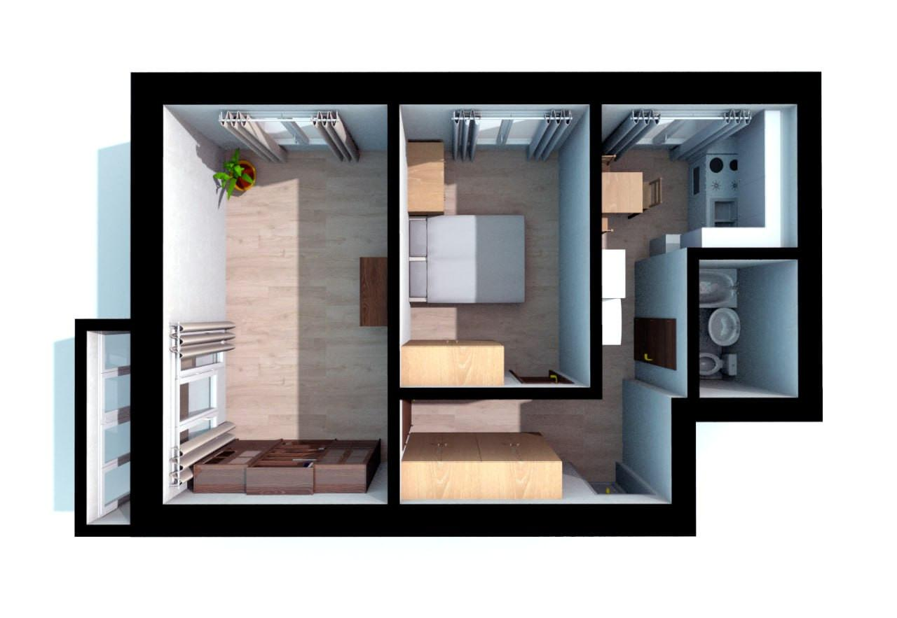 2-комнатная 45.6 м2 в ЖК undefined корпус null этаж 4