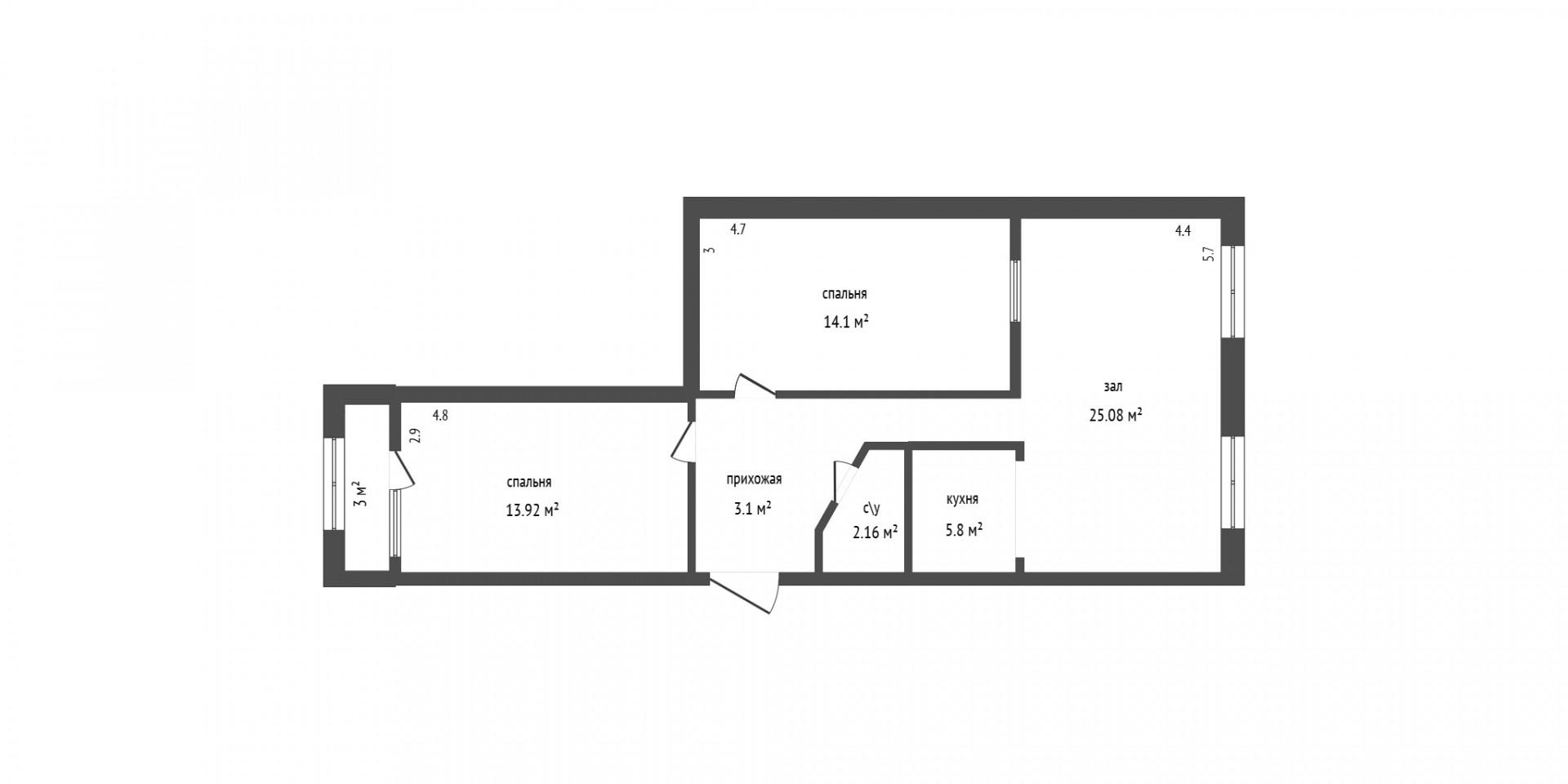 3-комнатная 82 м2 в ЖК undefined корпус null этаж 3