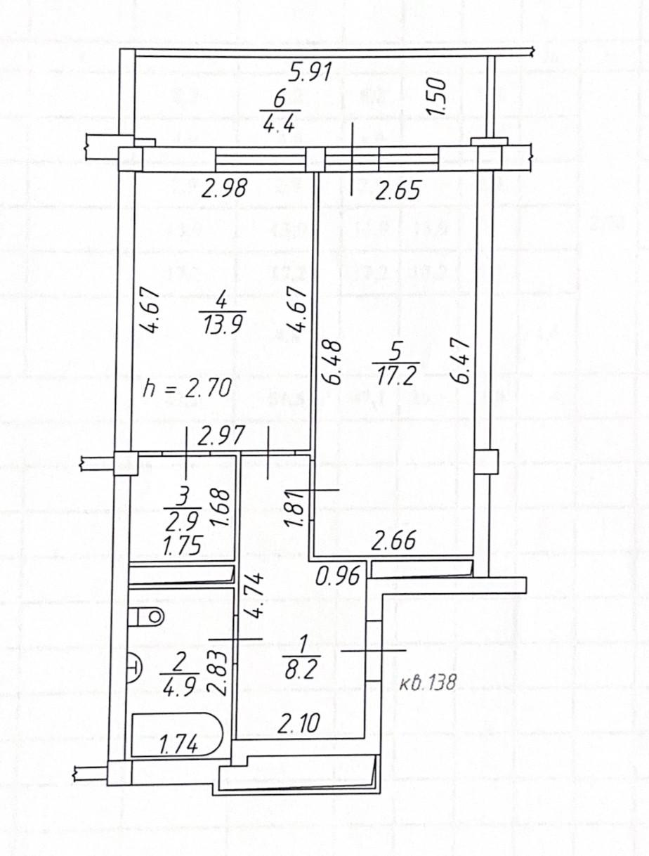2-комнатная 51 м2 в ЖК undefined корпус null этаж 11