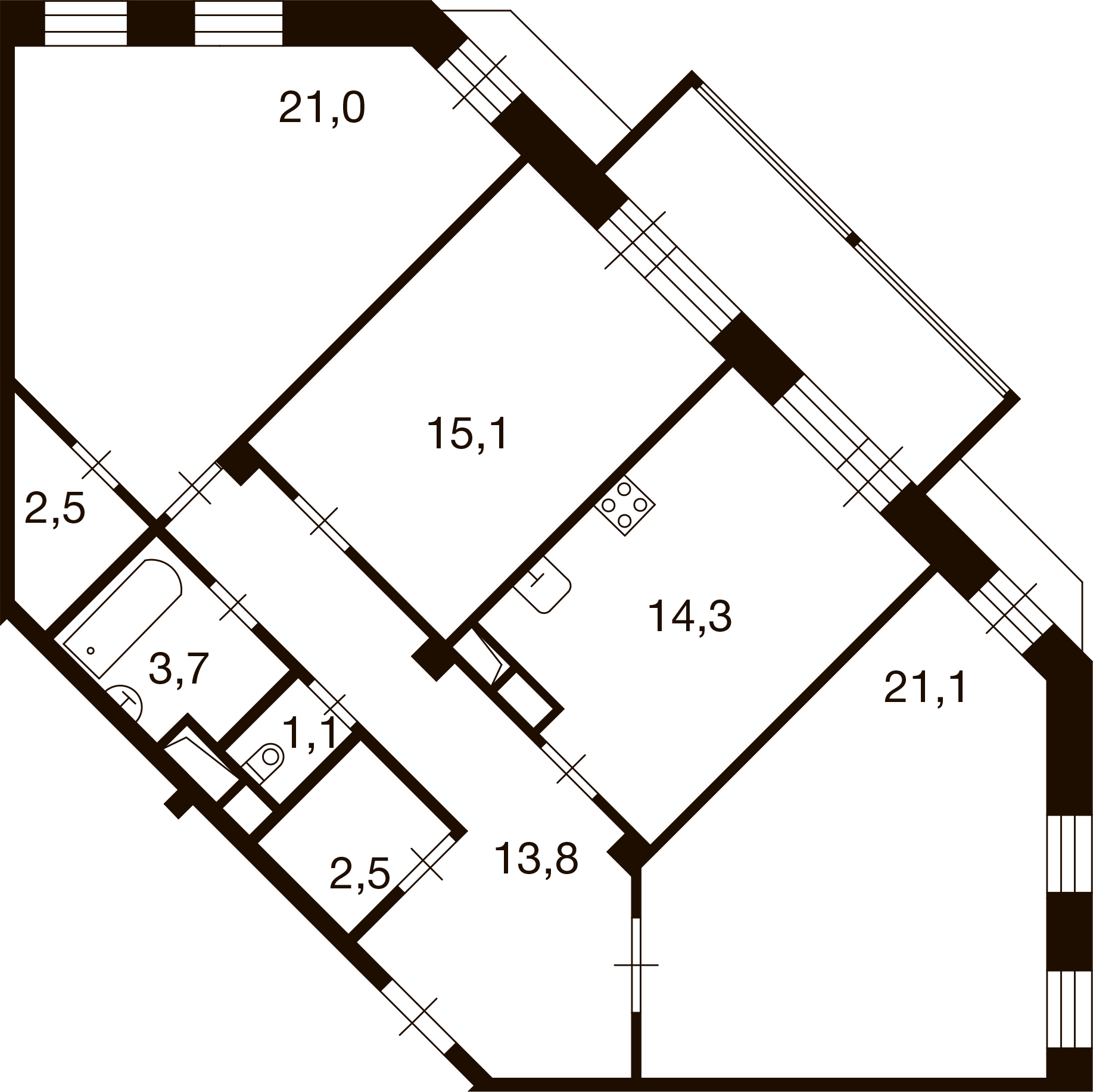 3-комнатная 95 м2 в ЖК Ново-Никольское корпус null этаж 8