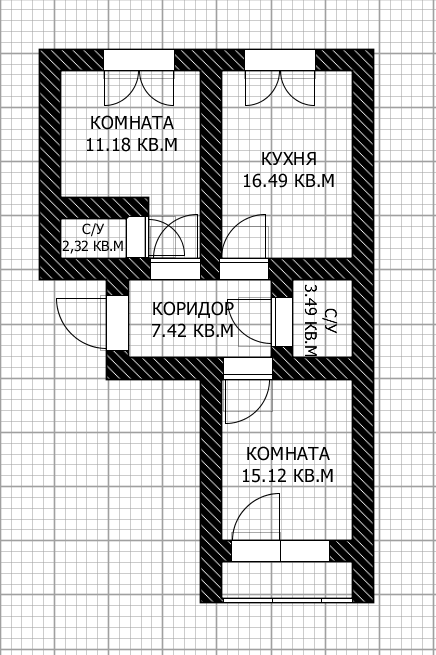 2-комнатная 59.6 м2 в ЖК undefined корпус null этаж 11