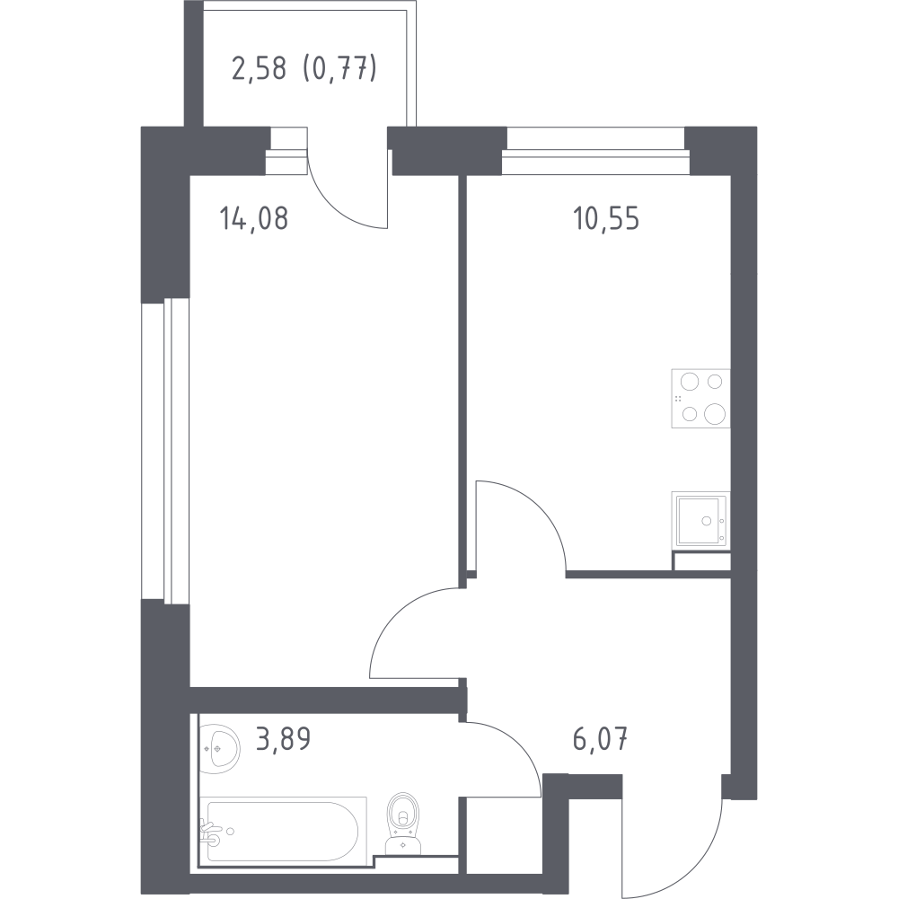 1-комнатная 35 м2 в ЖК Сердце Сахалина корпус null этаж 2