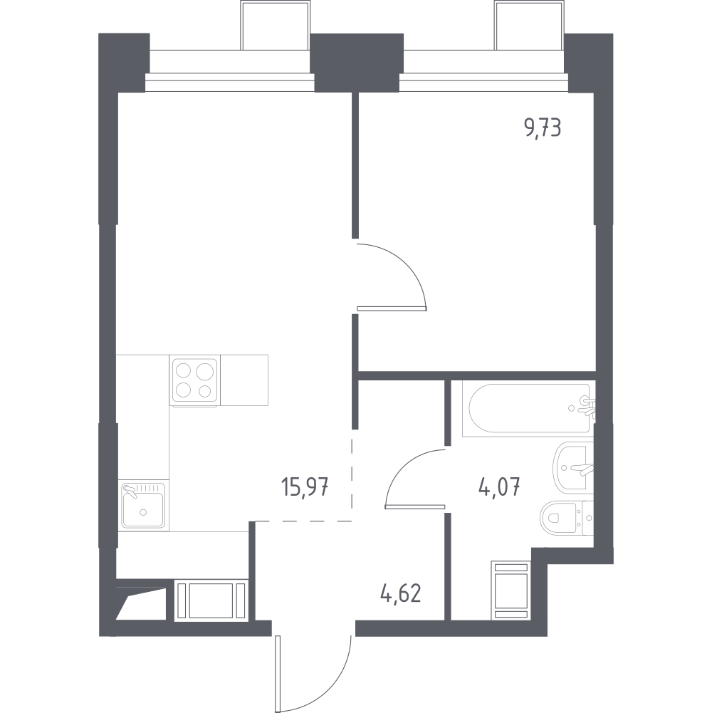 1-комнатная 34 м2 в ЖК Тропарево Парк корпус null этаж 19