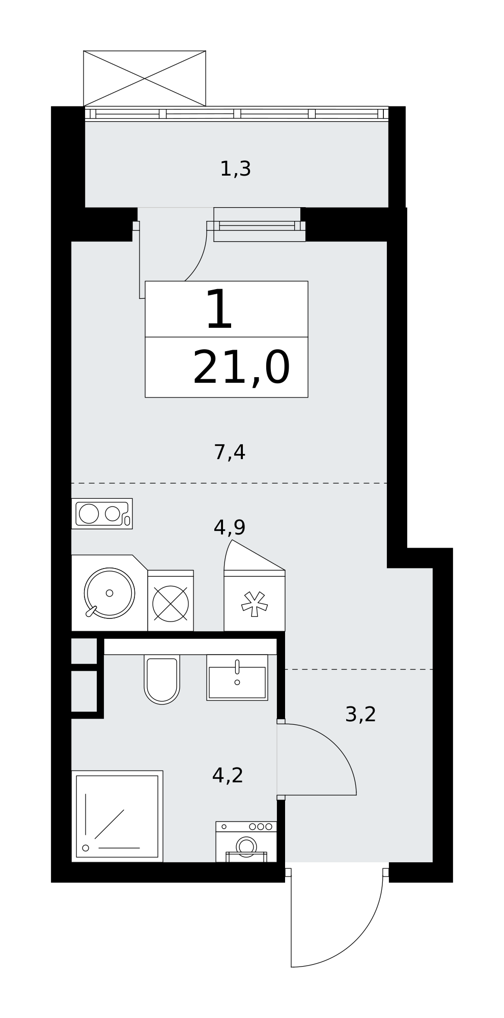 Студия 20 м2 в ЖК Прокшино корпус null этаж 3