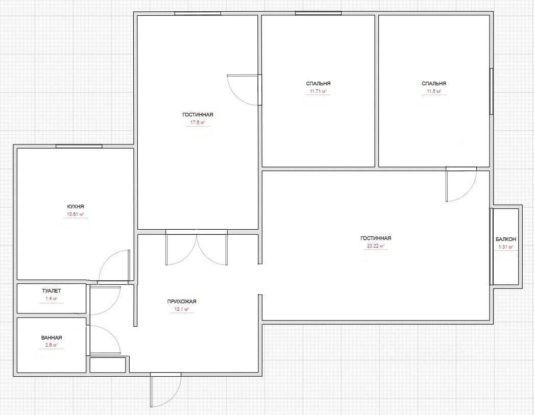 4-комнатная 92.6 м2 в ЖК undefined корпус null этаж 4