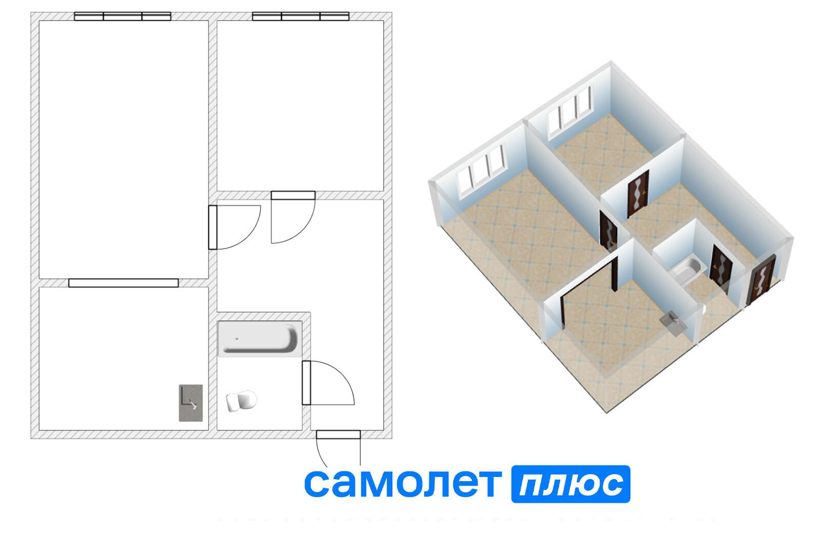 2-комнатная 45.2 м2 в ЖК undefined корпус null этаж 4