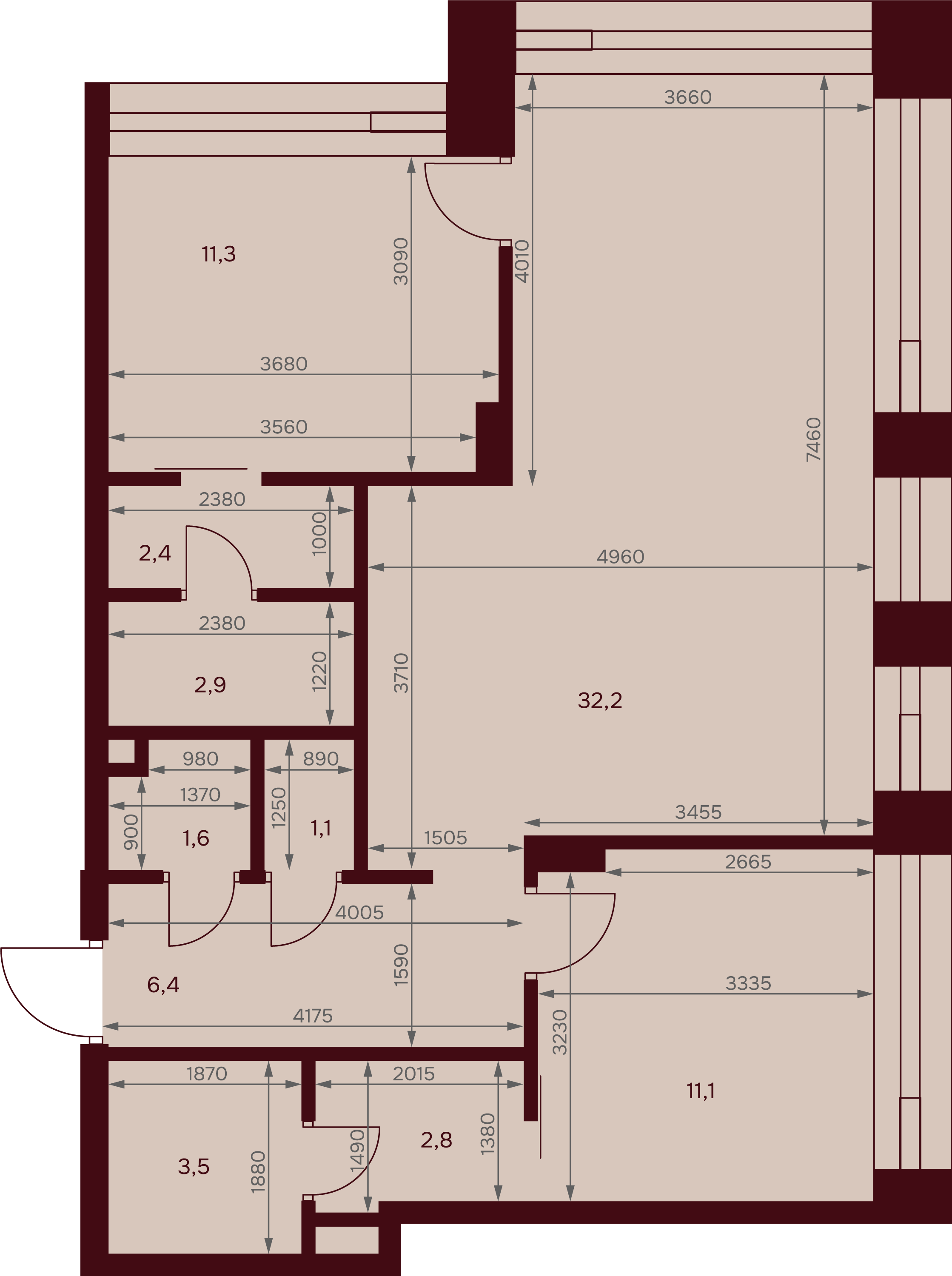 2-комнатная 75 м2 в ЖК Дом 7. Даниловский корпус null этаж 13