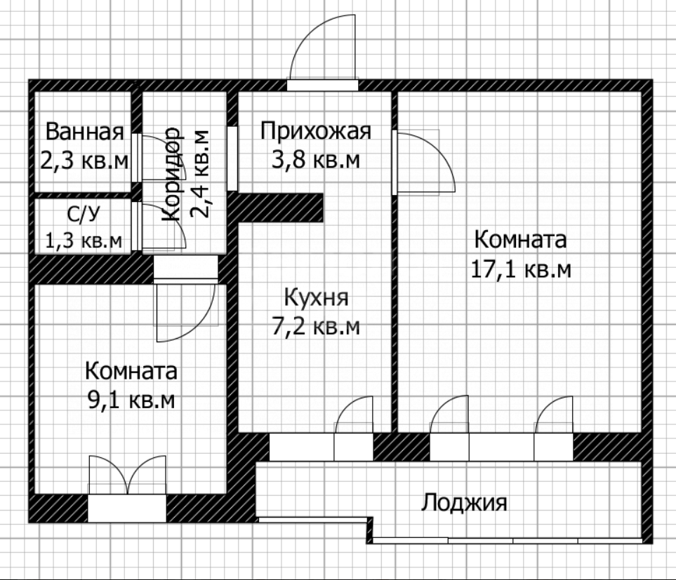 2-комнатная 44 м2 в ЖК undefined корпус null этаж 15