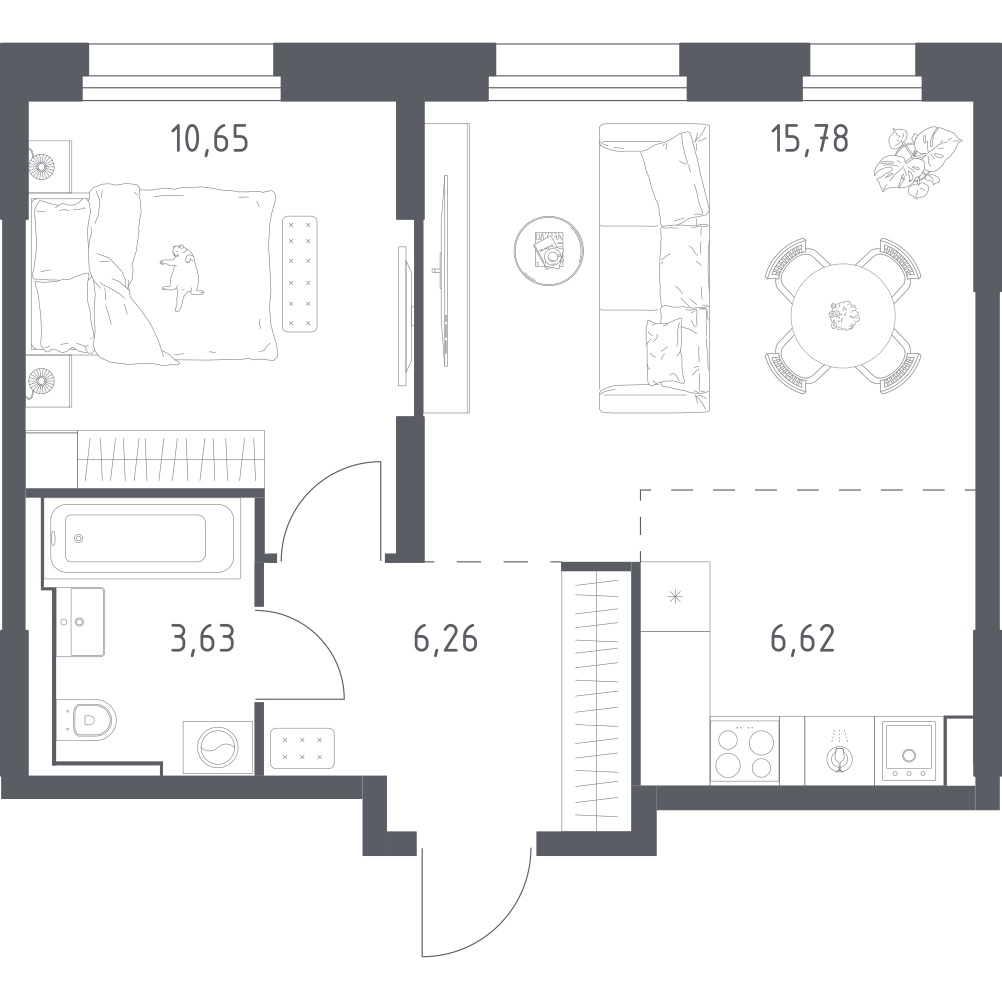 Студия 42 м2 в ЖК Квартал Строгино корпус null этаж 3