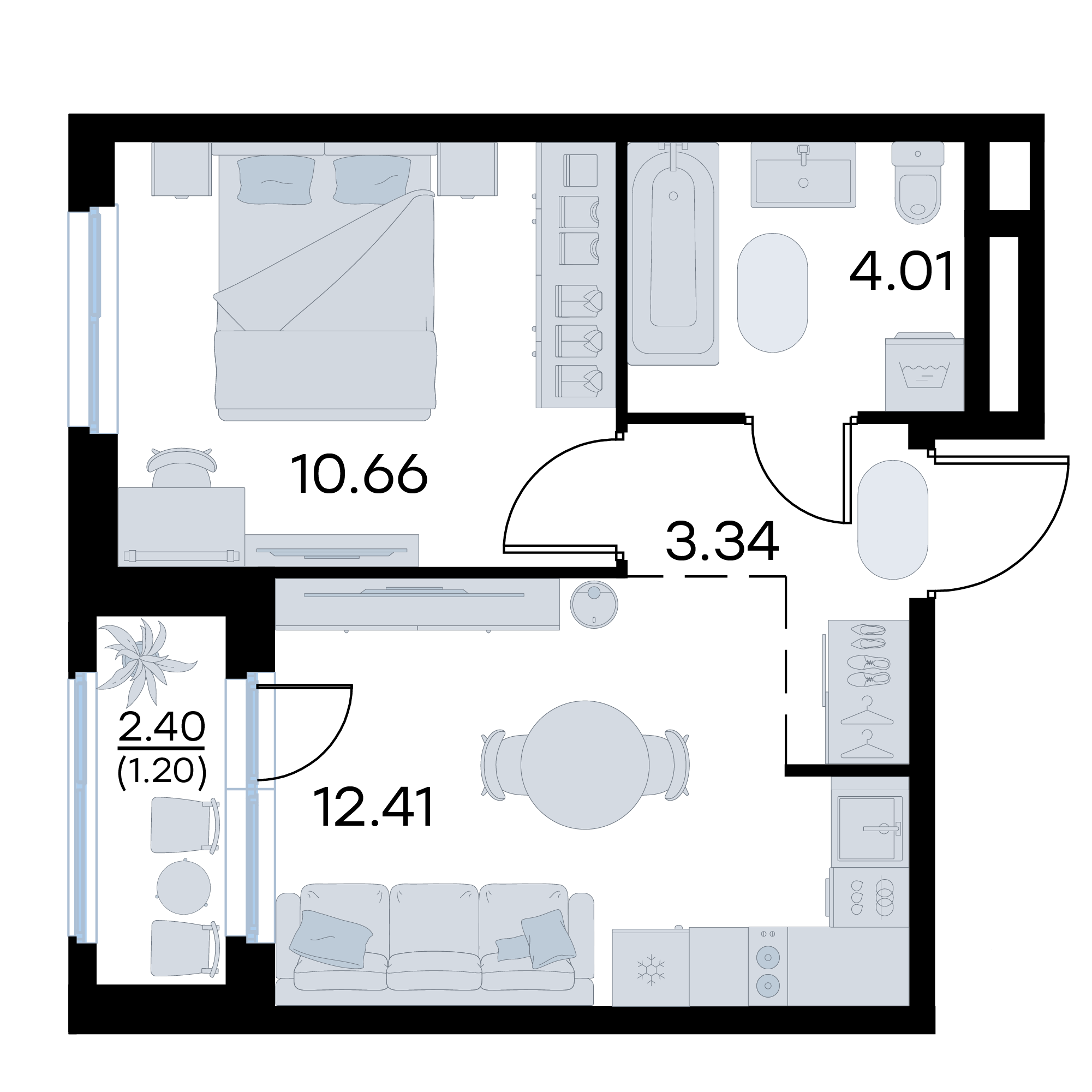 1-комнатная 31 м2 в ЖК Октябрьский корпус null этаж 12