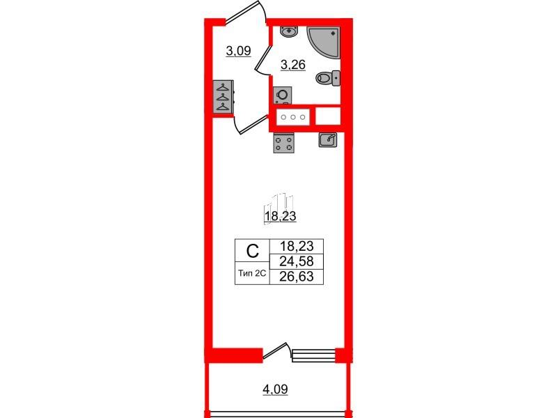 Студия 24 м2 в ЖК Setl Ривьера корпус null этаж 13