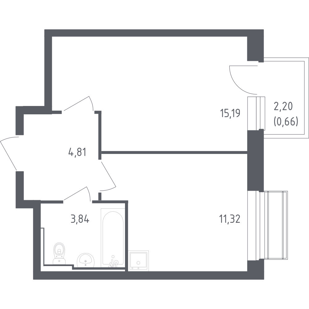 1-комнатная 35 м2 в ЖК Рублёвский Квартал корпус null этаж 3