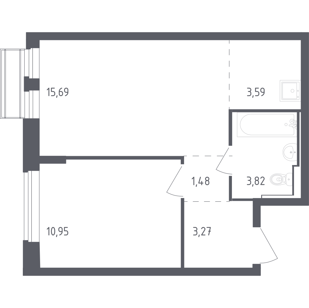 Студия 38 м2 в ЖК Рублёвский Квартал корпус null этаж 3