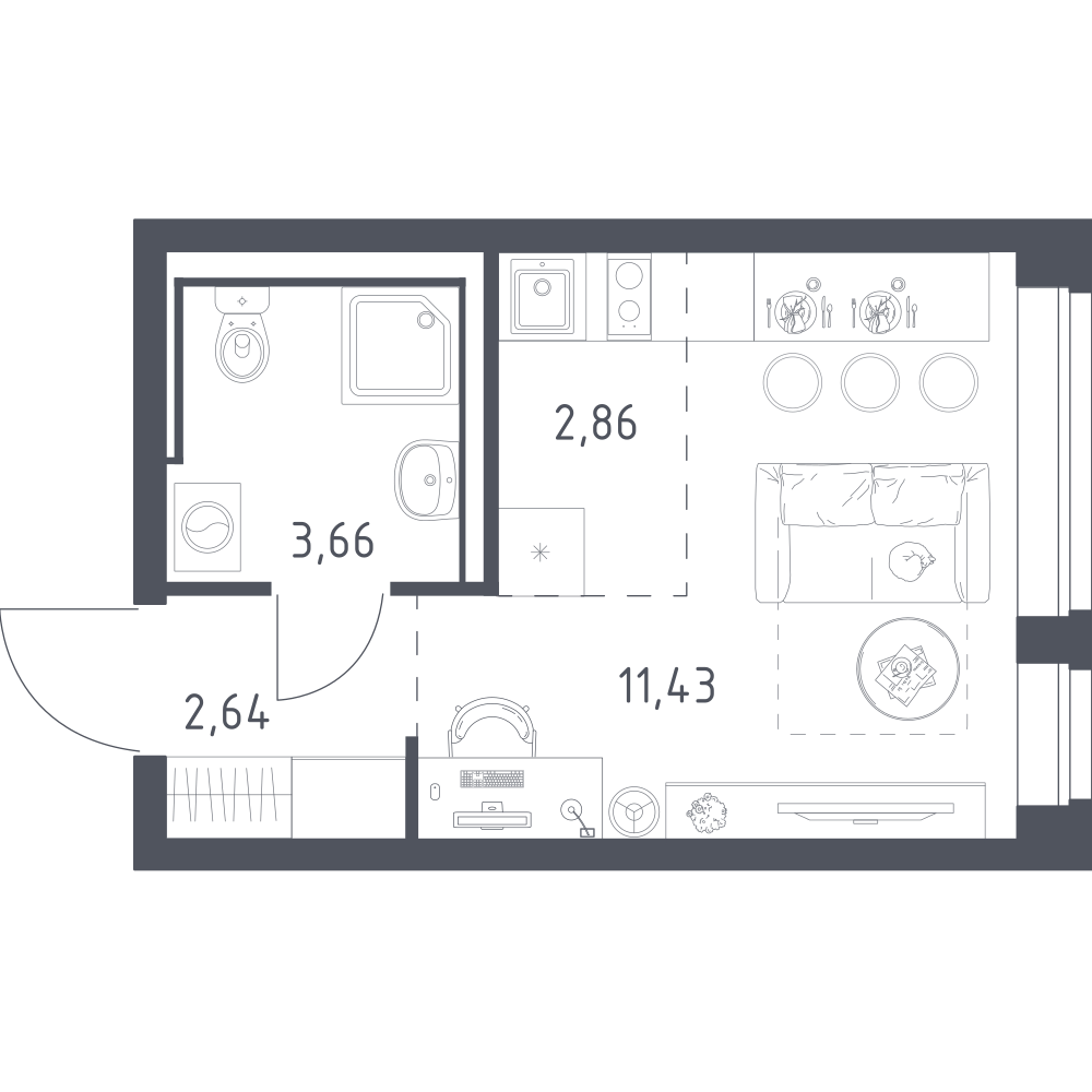 Студия 20 м2 в ЖК Новое Колпино корпус null этаж 1