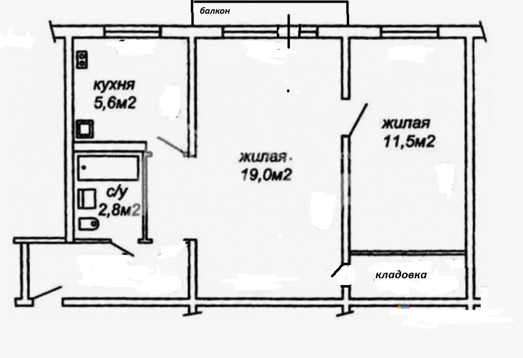 2-комнатная 45 м2 в ЖК undefined корпус null этаж 4