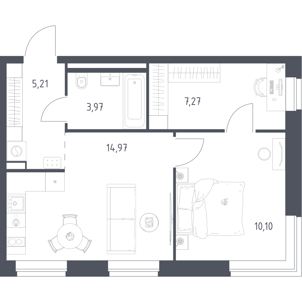 1-комнатная 41 м2 в ЖК Литературный Квартал корпус null этаж 10