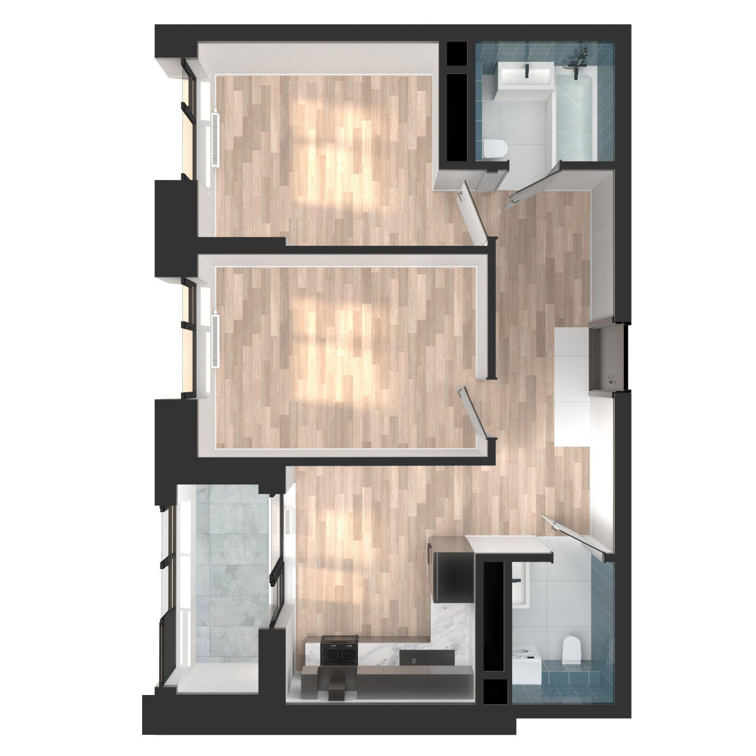 2-комнатная 51 м2 в ЖК Мой Ритм корпус null этаж 13