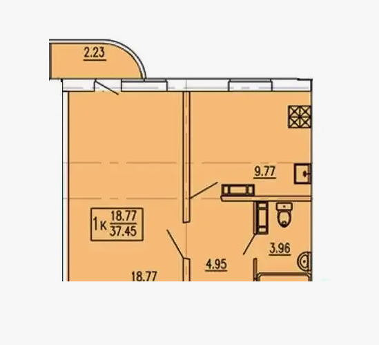 1-комнатная 37.5 м2 в ЖК undefined корпус null этаж 5