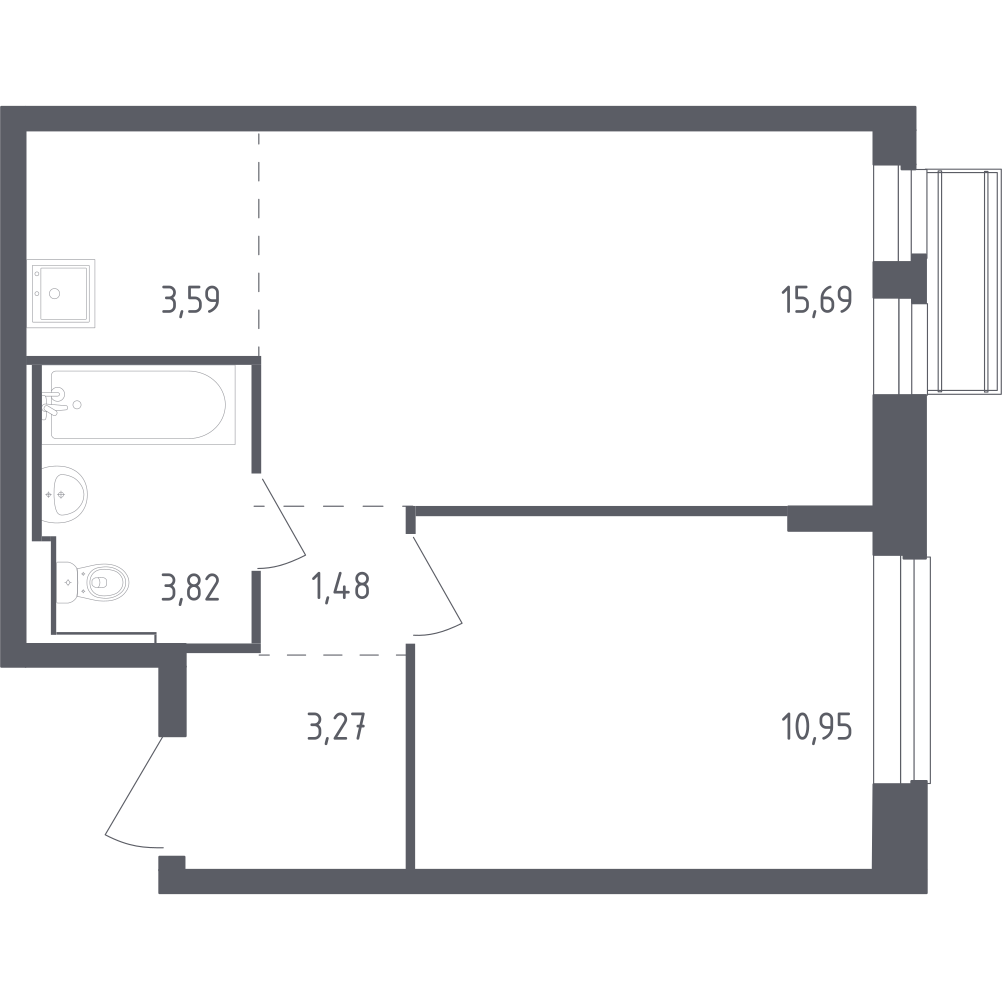 Студия 38 м2 в ЖК Рублёвский Квартал корпус null этаж 3