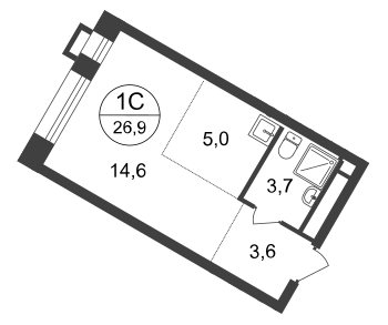 Студия 26 м2 в ЖК Первый Московский корпус null этаж 19