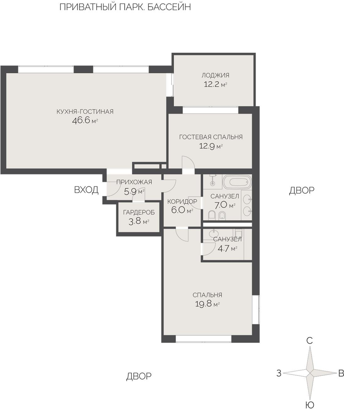 3-комнатная 121 м2 в ЖК Внуково Кантри Клаб корпус null этаж 3