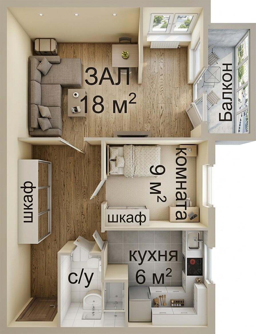2-комнатная 40 м2 в ЖК undefined корпус null этаж 4