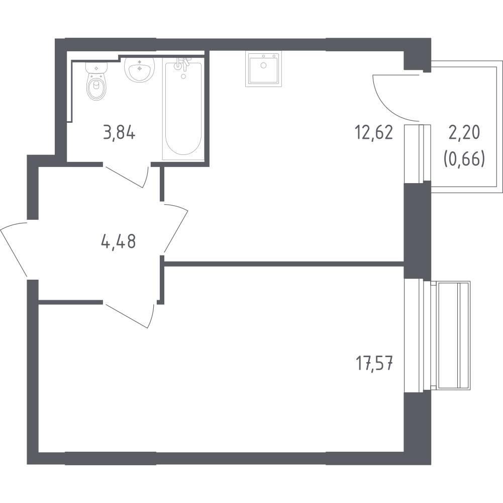 1-комнатная 39 м2 в ЖК Рублёвский Квартал корпус null этаж 5