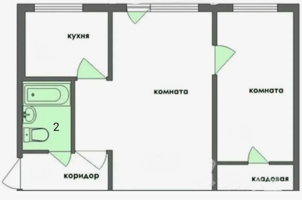 2-комнатная 42.9 м2 в ЖК undefined корпус null этаж 1