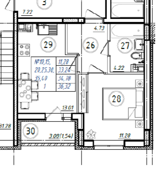 1-комнатная 35 м2 в ЖК undefined корпус null этаж 8