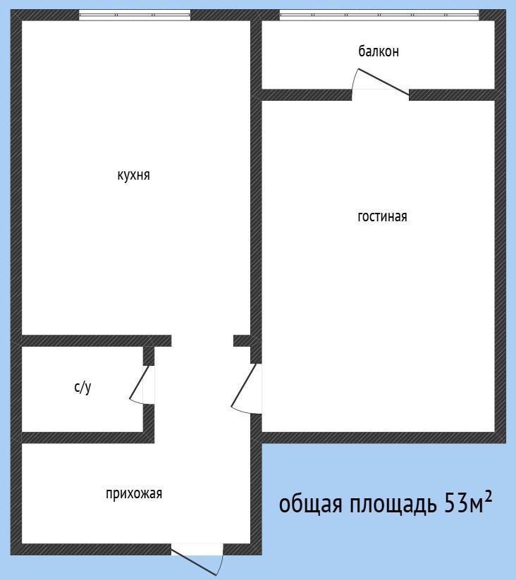 1-комнатная 58 м2 в ЖК undefined корпус null этаж 12