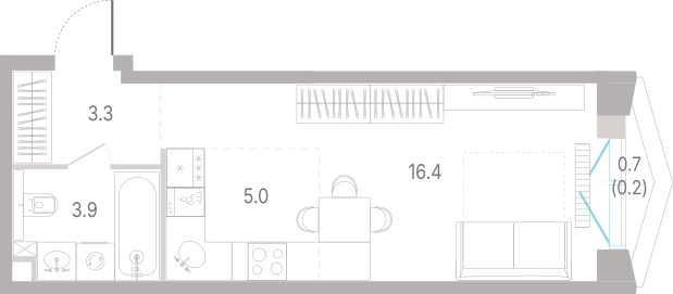 1-комнатная 28 м2 в ЖК КОД Сокольники корпус null этаж 9