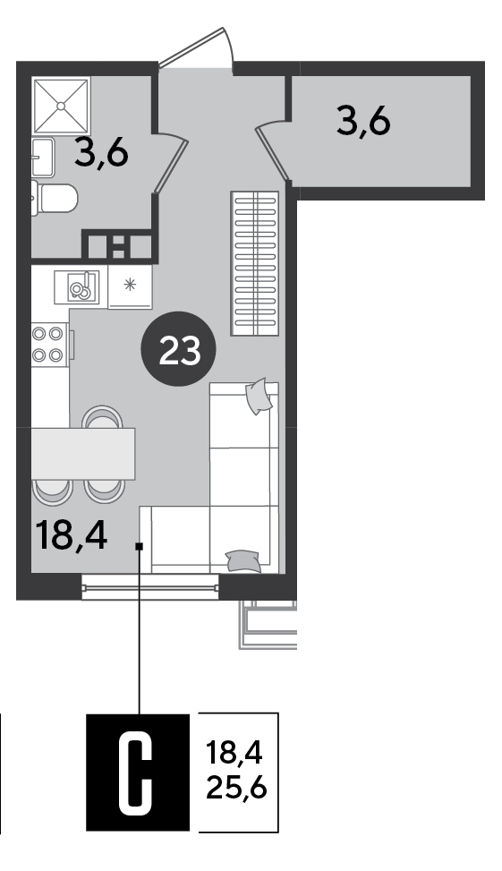 Студия 25 м2 в ЖК Парк Победы 2 корпус null этаж 4