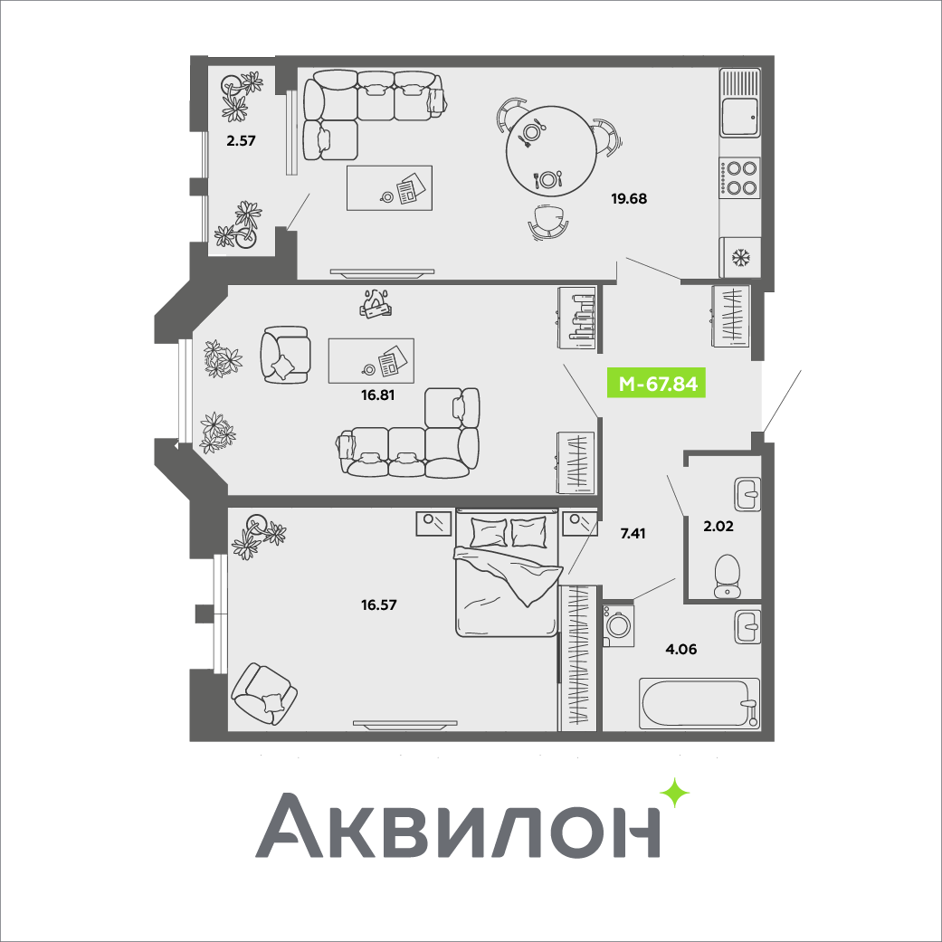 Студия 67 м2 в ЖК CITY RESIDENCE by AKVILON корпус null этаж 4