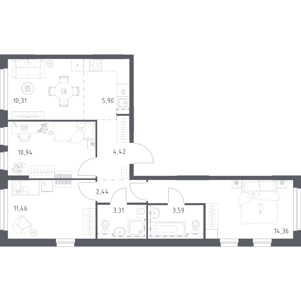 Студия 66 м2 в ЖК Урбан Мартен корпус null этаж 12