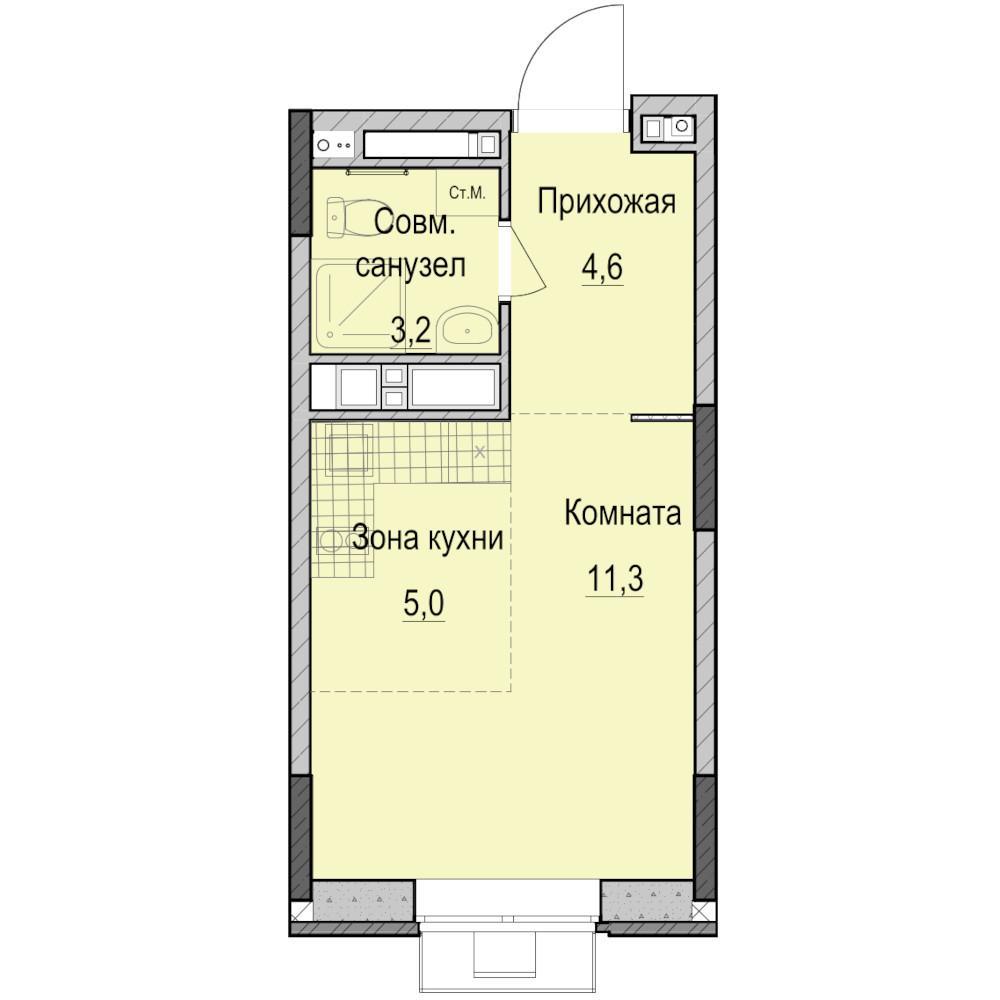 Студия 24 м2 в ЖК Фермаполис корпус null этаж 12