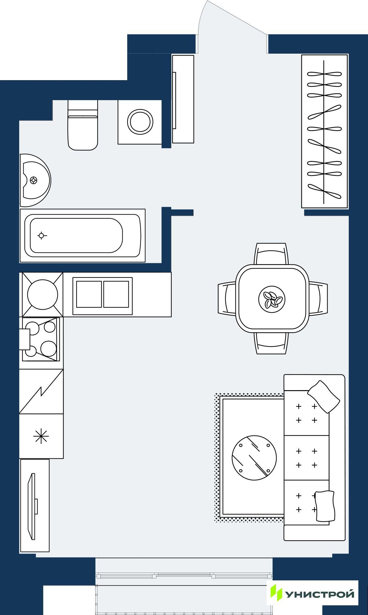 Студия 28 м2 в ЖК ГРАНД БЕРЕГ корпус null этаж 9