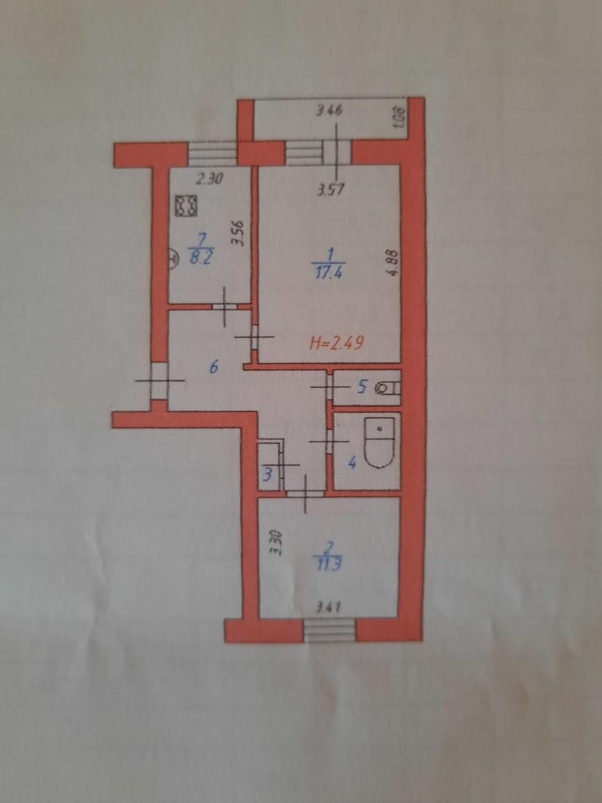 2-комнатная 50.9 м2 в ЖК undefined корпус null этаж 3