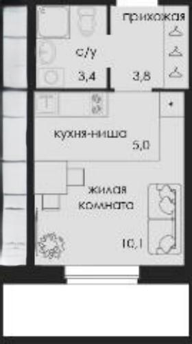 Студия 22 м2 в ЖК undefined корпус null этаж 2