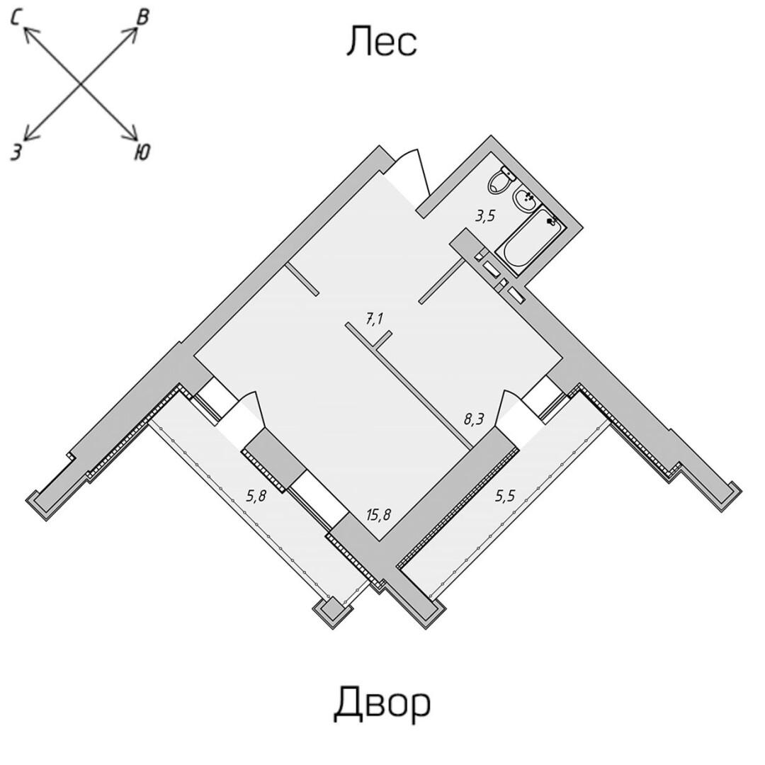 Студия 45.1 м2 в ЖК undefined корпус null этаж 7