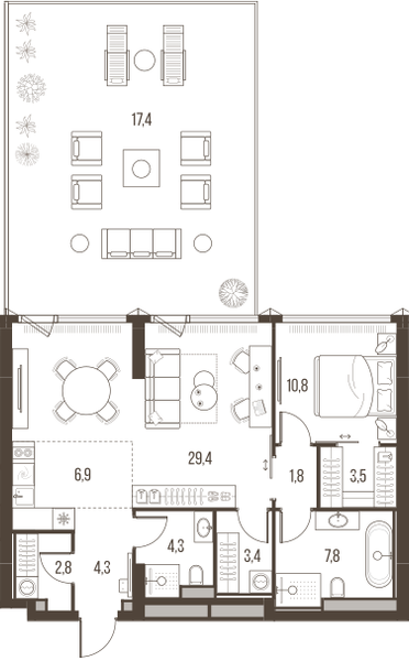 2-комнатная 92 м2 в ЖК High Life корпус null этаж 2