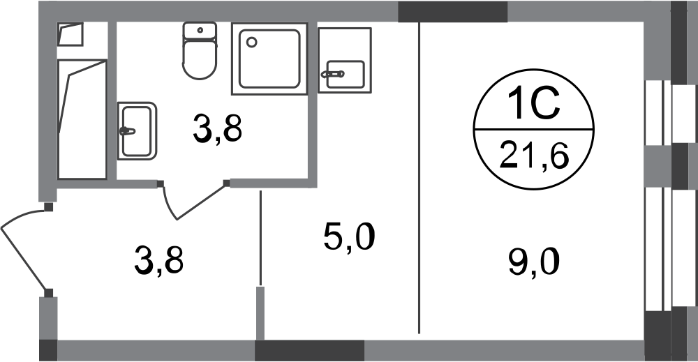 Студия 21 м2 в ЖК Первый Московский корпус null этаж 4