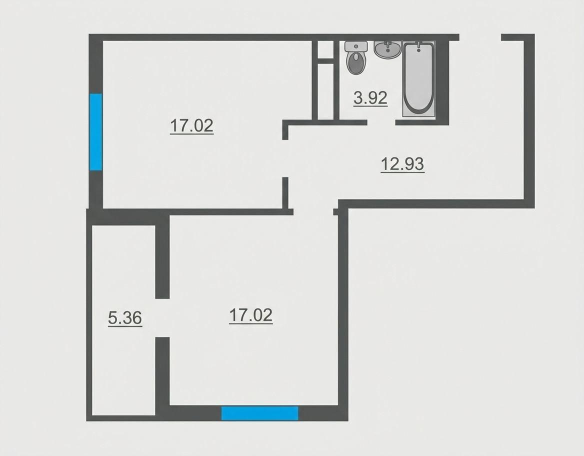 1-комнатная 55 м2 в ЖК undefined корпус null этаж 14